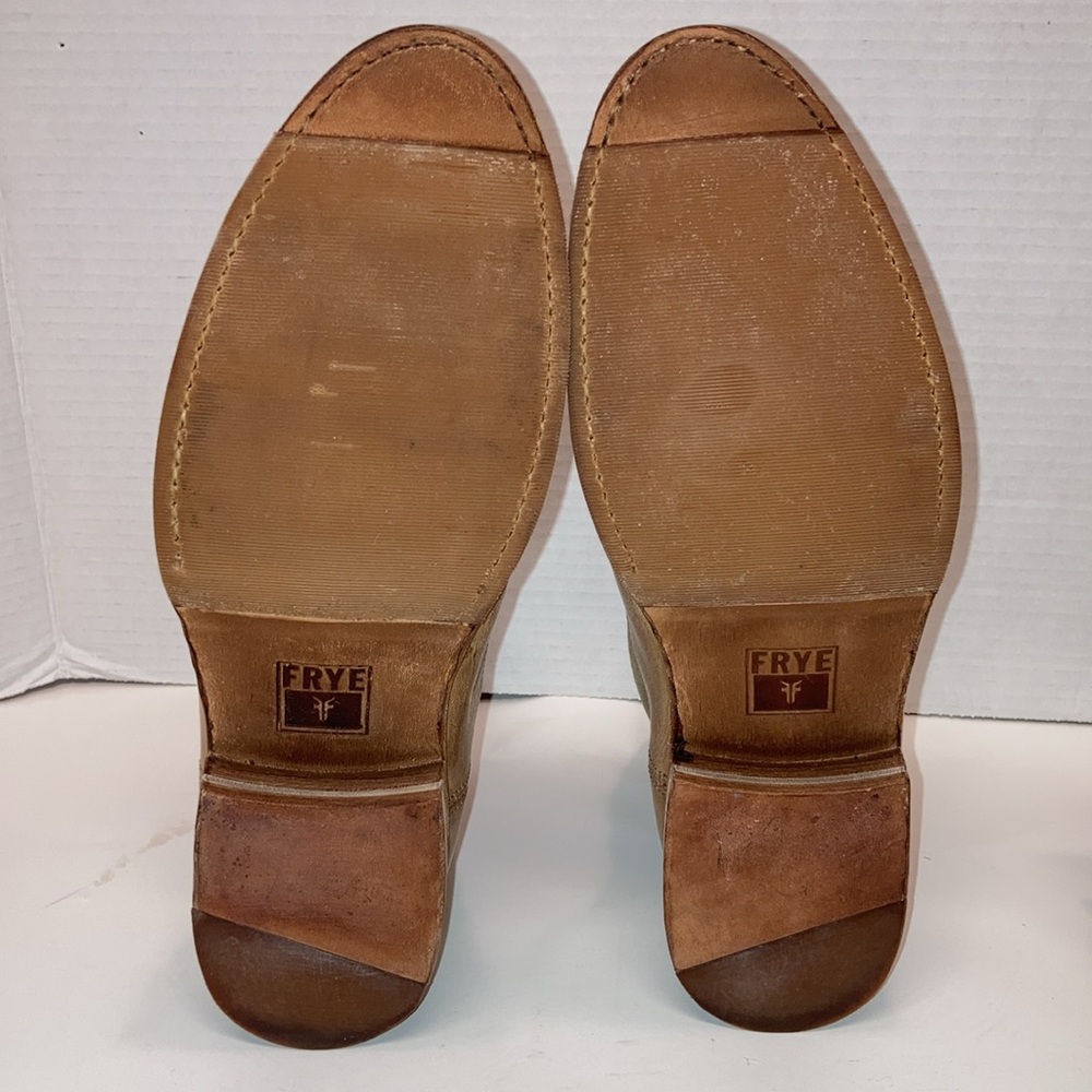 FRYE JAMIE TAN LEATHER SUEDE ANKLE BOOTIES - Picture 11 of 12
